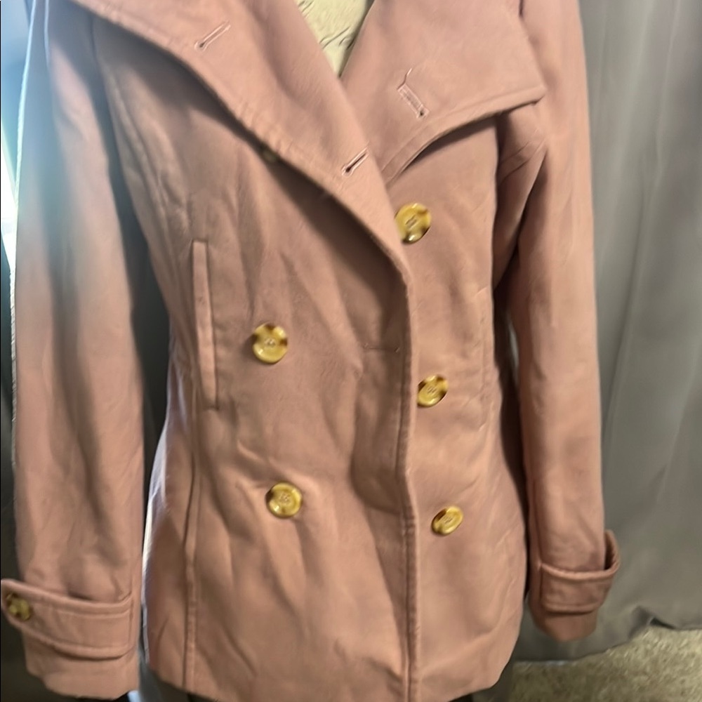 Thread & Supply Light Pink Peacoat with Gold Buttons